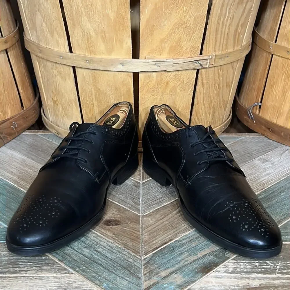 Clarks Kalden Edge Brogue Black Leather Derby Oxfords Shoes Mens Size 9